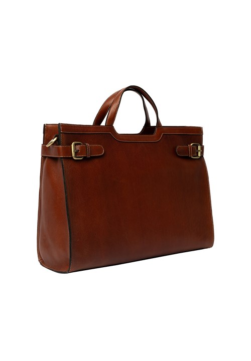 Re:Designed May Big Lædertaske/ Arbejdstaske, Cognac